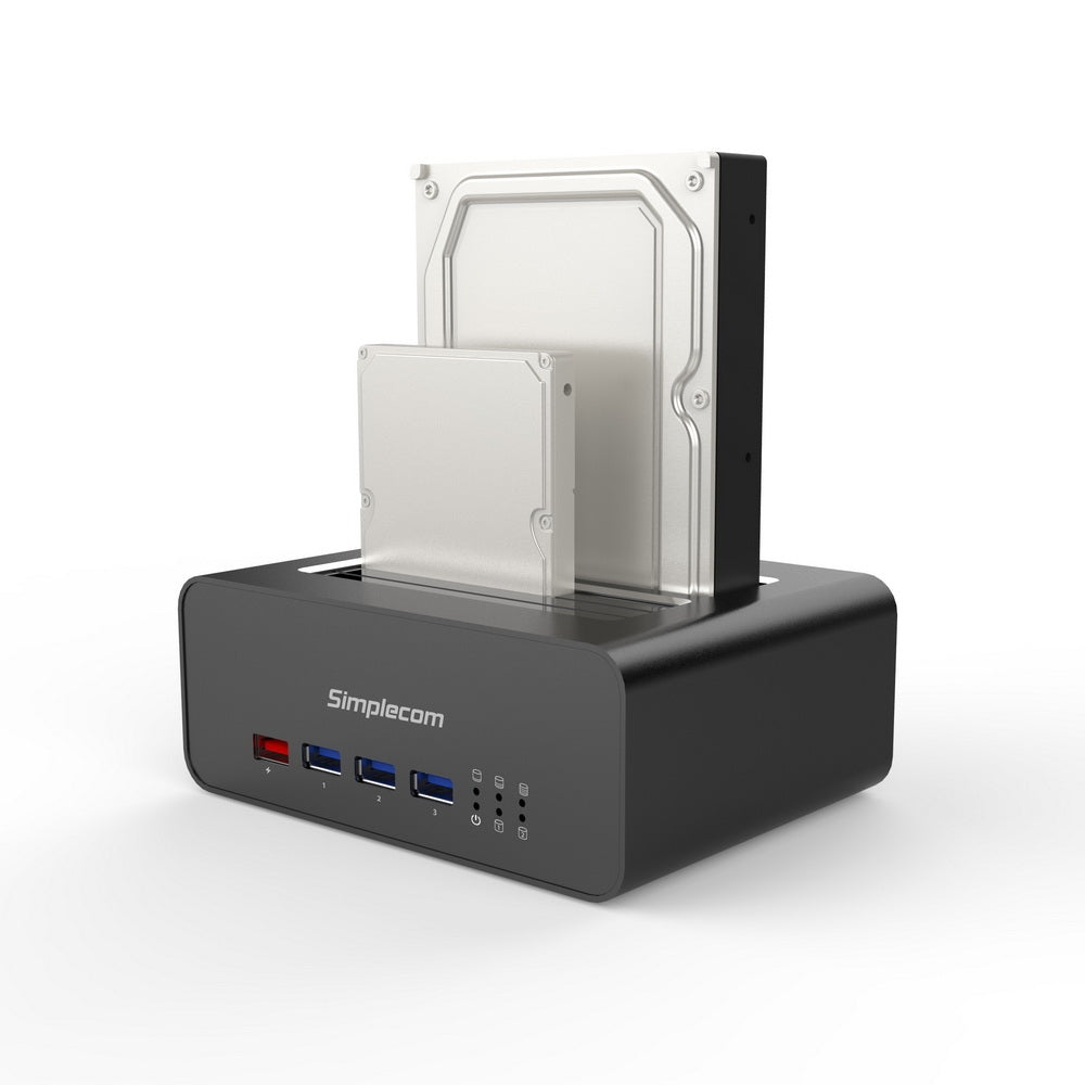 NNEDSZ SD352 USB 3.0 to Dual SATA Aluminium Docking Station with 3-Port Hub and 1 Port 2.1A USB Charger