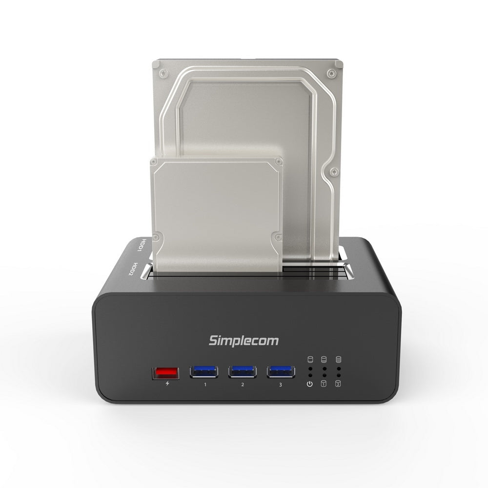 NNEDSZ SD352 USB 3.0 to Dual SATA Aluminium Docking Station with 3-Port Hub and 1 Port 2.1A USB Charger