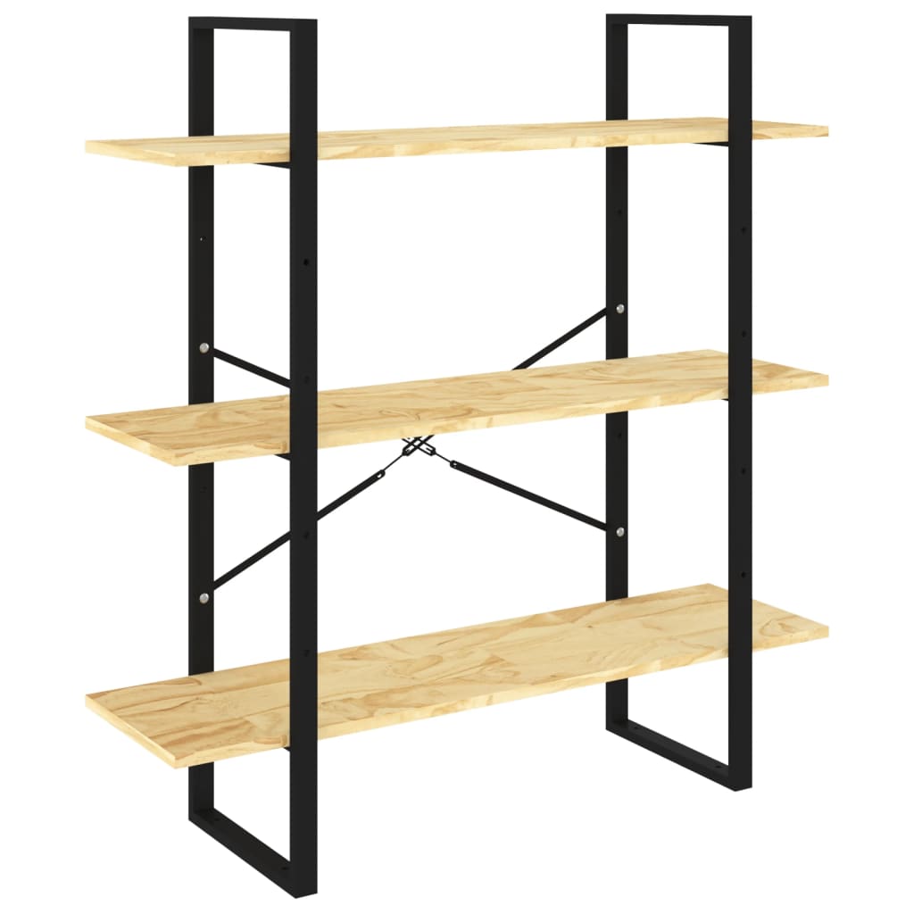 NNEVL 3-Tier Book Cabinet 100x30x105 cm Solid Pine Wood