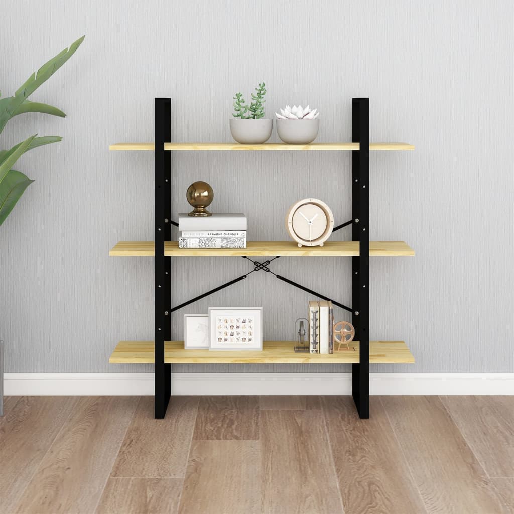 NNEVL 3-Tier Book Cabinet 100x30x105 cm Solid Pine Wood