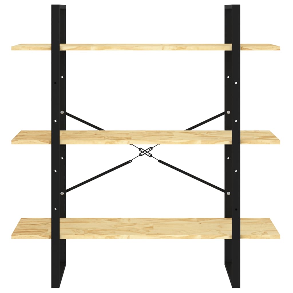NNEVL 3-Tier Book Cabinet 100x30x105 cm Solid Pine Wood