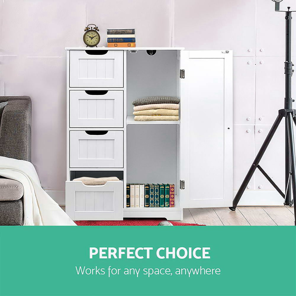 NNEDSZ Bathroom Tallboy Storage Cabinet - White
