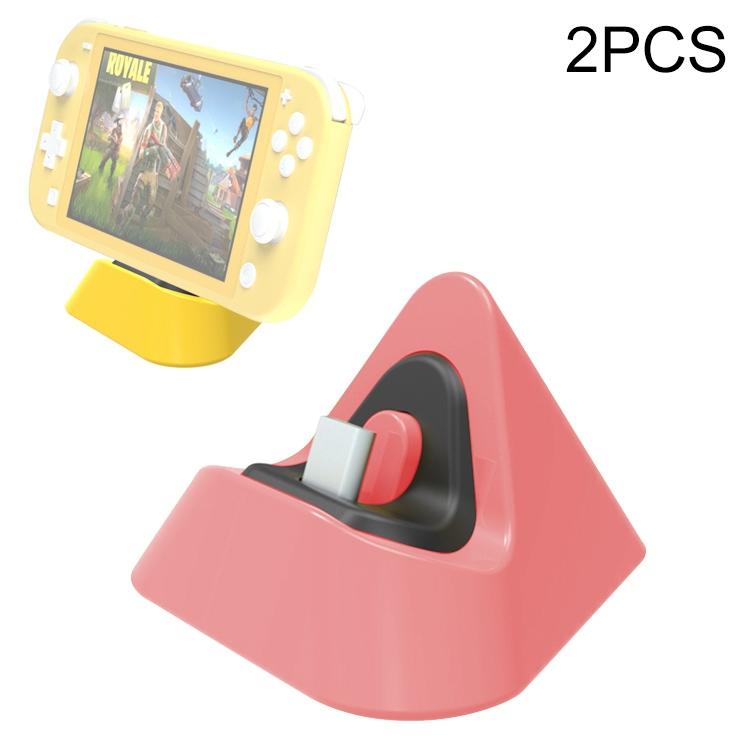 NNEDSZ 2-Pack Portable Triangle Charger For Nintendo Switch / Lite - Coral Red